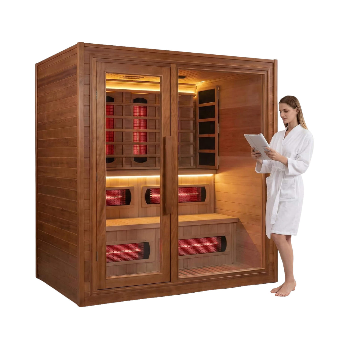 Rövia Elvaria 4-Person Indoor Canadian Red Cedar Infrared And Steam Sauna