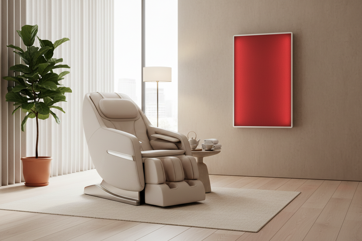 Massage Chair + Red Light Therapy Room
