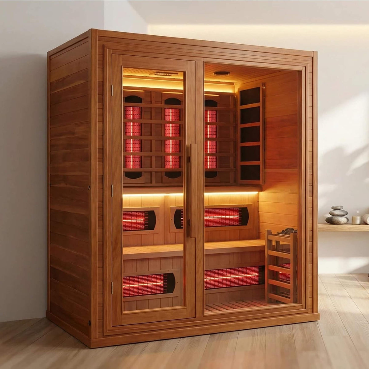 Rövia Elvaria 4-Person Indoor Canadian Red Cedar Infrared And Steam Sauna