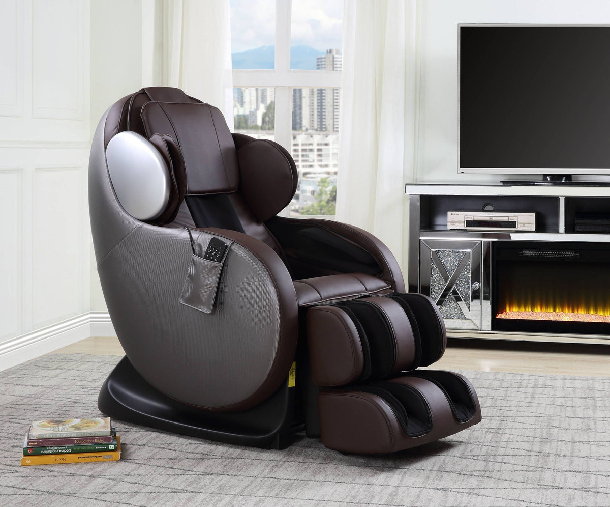 Pacari Synthetic Power 2D Massage Chair with Faux Leather - Black or Dark Brown