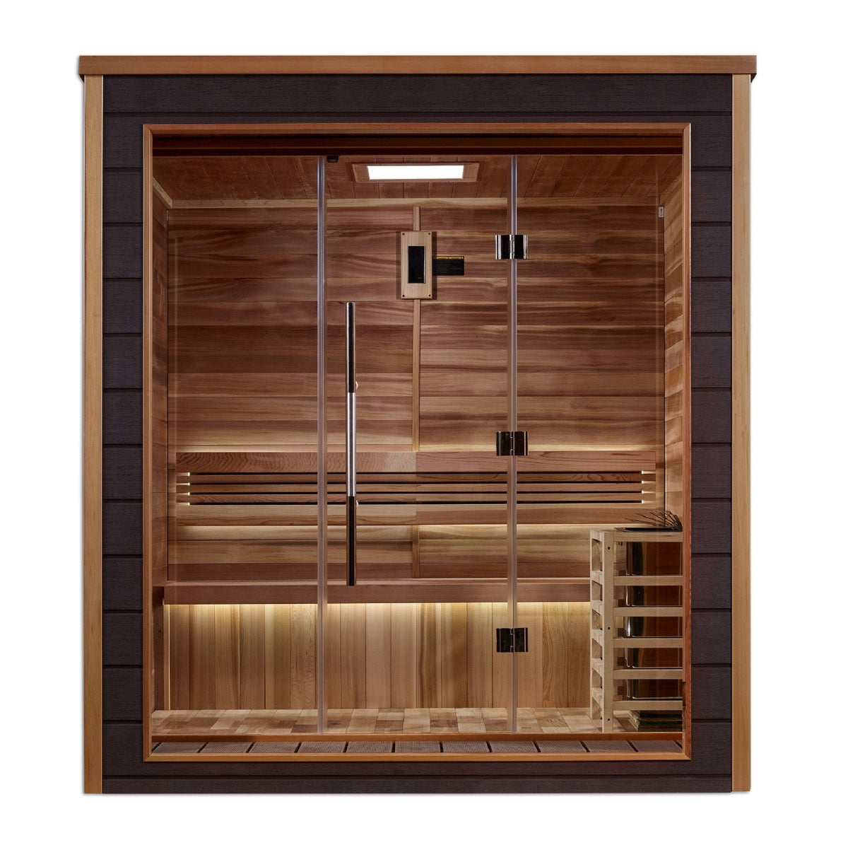 Golden Designs Drammen 3-Person Outdoor Traditional Sauna - Canadian Red Cedar Interior