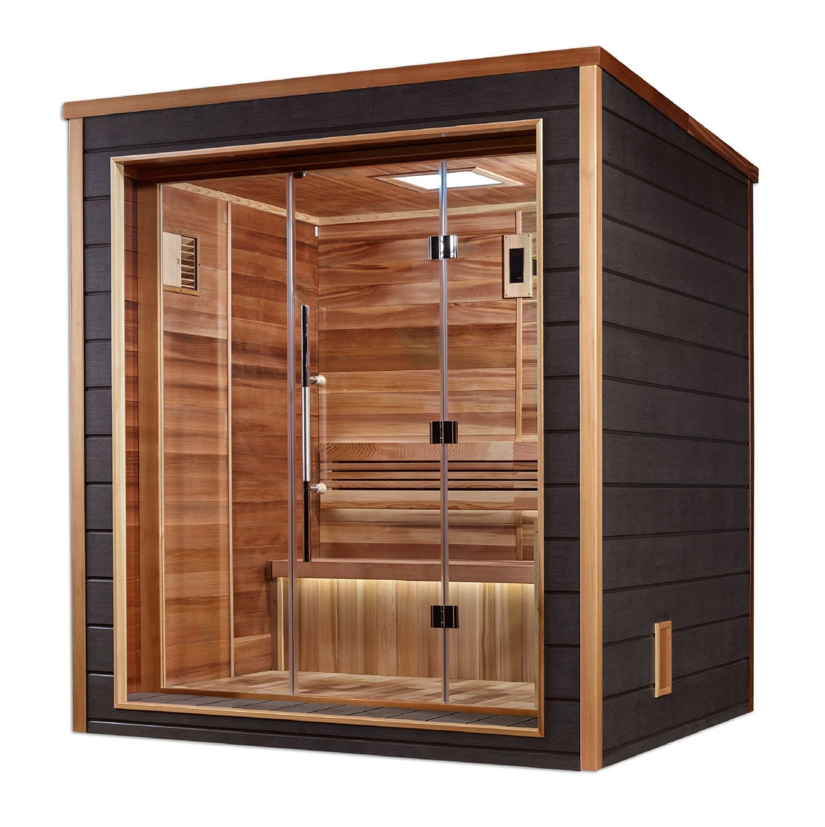 Golden Designs Drammen 3-Person Outdoor Traditional Sauna - Canadian Red Cedar Interior